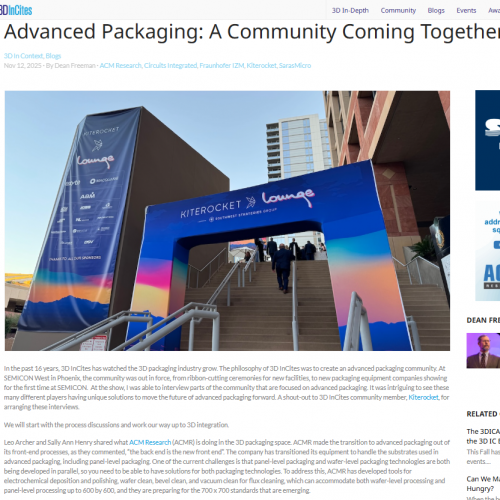 3D InCites SEMICON West Article.